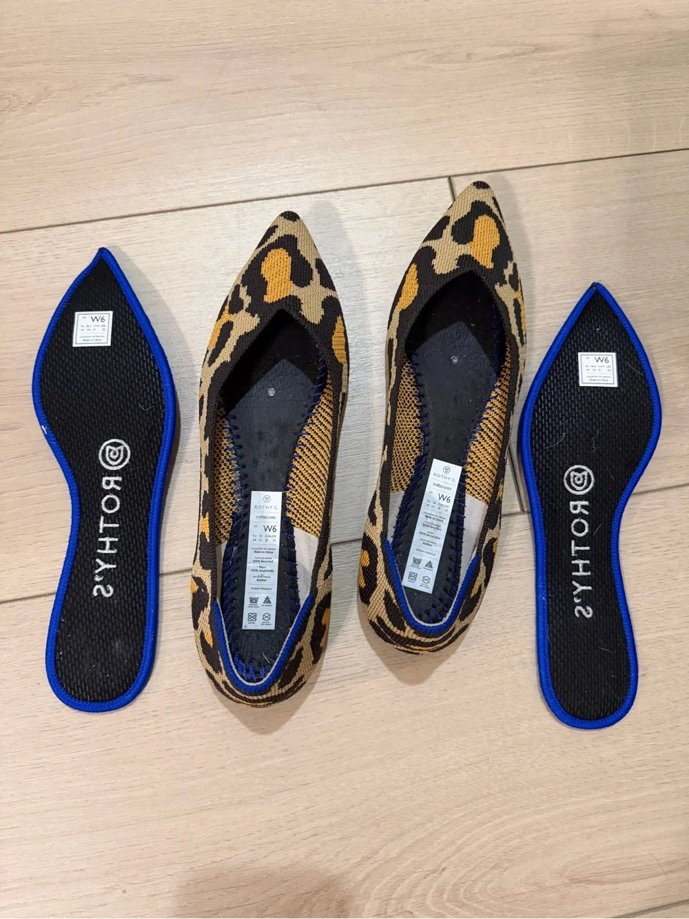 Rothy’s The Point Flats Leopard Print Size 6